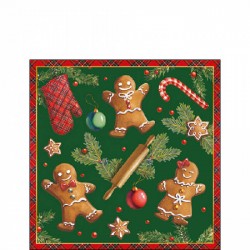 TOVAGLIOLI 25x25cm GINGERBREAD COOKIES VERDE 20pz