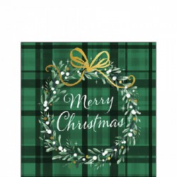 TOVAGLIOLI 25x25cm CHRISTMAS PLAID GREEN 20pz