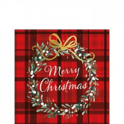 TOVAGLIOLI 25x25cm CHRISTMAS PLAID RED 20pz