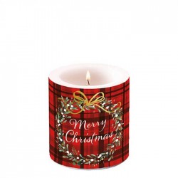 CANDELA SMALL CHRISTMAS PLAID RED ø7,5x9cm