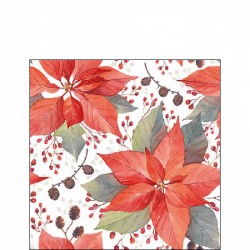 TOVAGLIOLI 25x25 POINSETTIA AND BERRIES 20pz