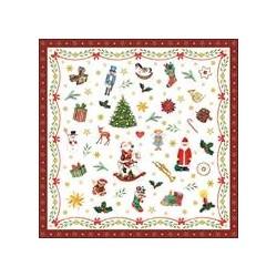 TOVAGLIOLI 33x33cm ORNAMENTS ALL OVER RED 20pz