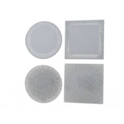 SPECCHIO ARGENTO GLITTER 2ass TONDO/QUADRATO 20cm 1pz