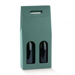 SCATOLA 2 BOTTIGLIE C/MAN. E FIN. 18x9x38,5cm FIBRA VERDE