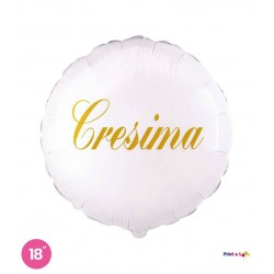 PALLONE MYLAR TONDO 18" 45cm CRESIMA BIANCO