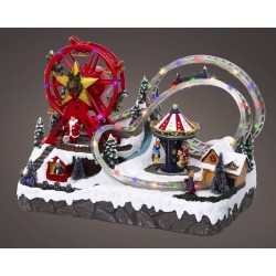 VILLAGGIO GIOSTRA NATALIZIA 33x21x24,5cm C/LUCI SUONO E...