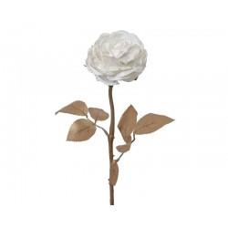 ROSA BIANCA GLITTER IN POLIESTERE SU STELO 57cm