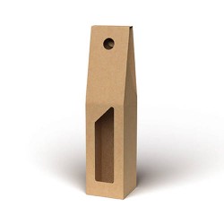 SCATOLA 1 BOTTIGLIA C/MAN. E FIN. 9x9x38,5cm AVANA