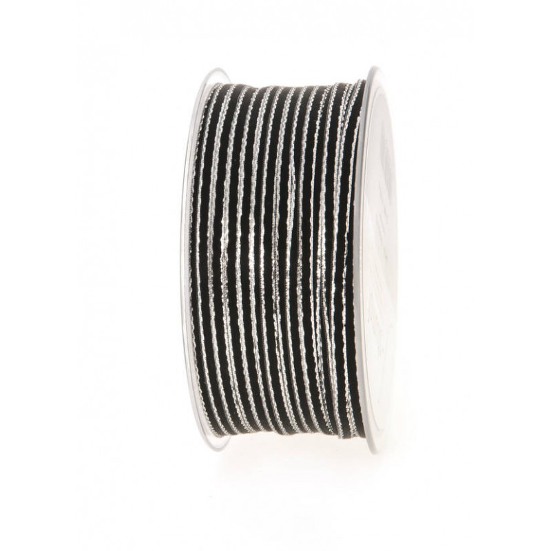 NASTRO TESSUTO LAME' LUXUS mm3x100mt NERO-ARGENTO