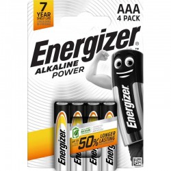 BATTERIE ALKALINE POWER AAA MINISTILO 4pz ENERGIZER