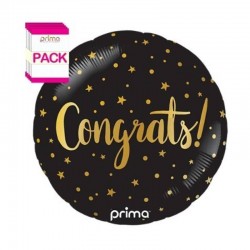 PALLONE MYLAR TONDO 18" 45cm ROUND CONGRATS GOLD STAR