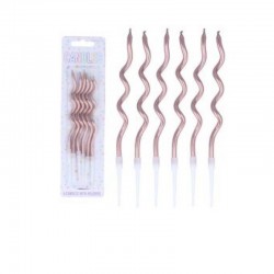 CANDELINE ONDULATE 12cm ROSE GOLD 6pz