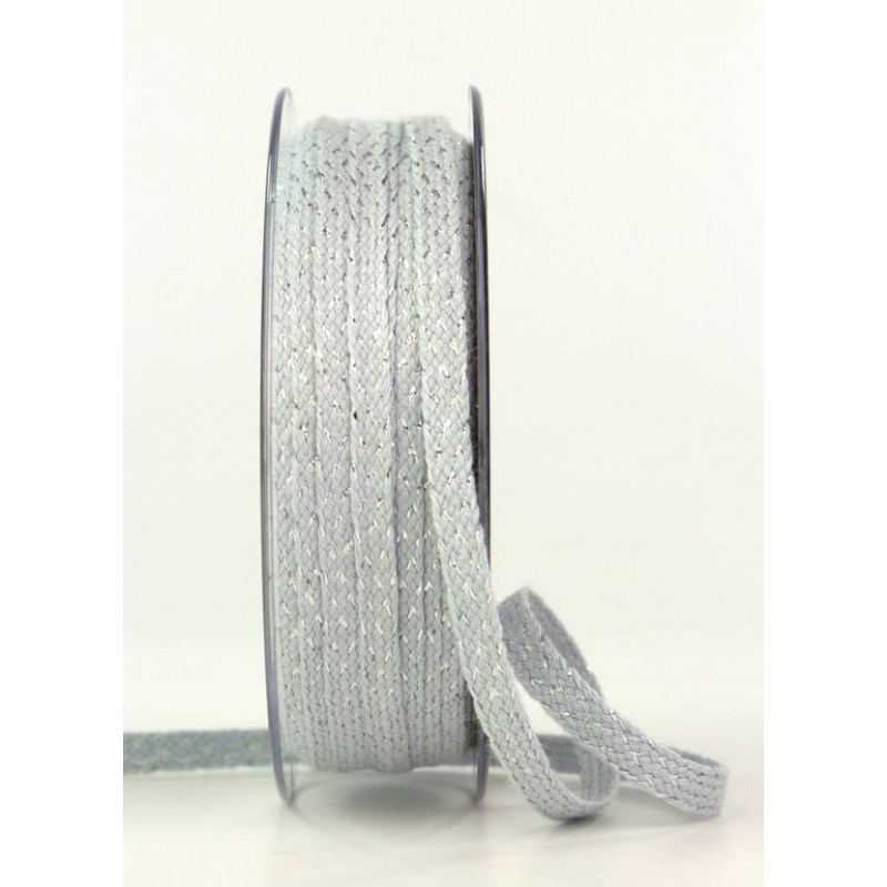 NASTRO IN CORDA ASCONA mm7x15mt BIANCO-ARGENTO