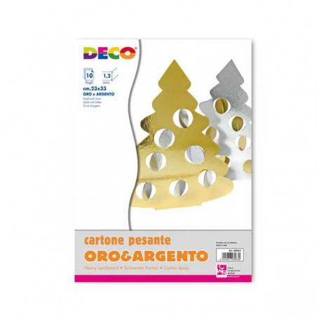 CARTONE PESANTE ORO/ARGENTO SPESSORE 1,2mm 35x50cm 10 FOGLI