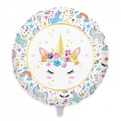 PALLONE MYLAR 18" 45cm UNICORNO