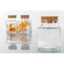 BARATTOLINO VETRO ESAGONALE 80ml TAPPO SUGHERO H2816