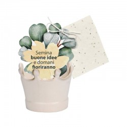 VASETTO CORONA BIANCO MAT CON CARTA PIANTABILE ø8,5x8cm