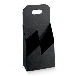 CESTELLO 2 BOTTIGLIE 13x6,5x29cm KRAFT NERO
