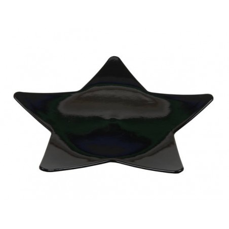 PIATTO PLASTICA 28x28cm STELLA GLITTER NERO
