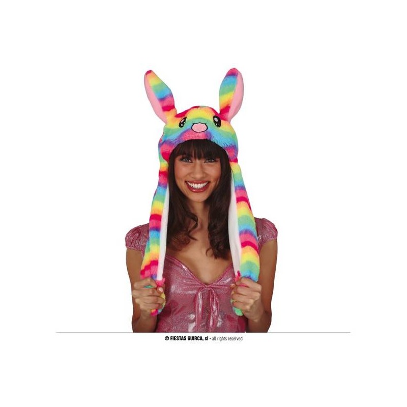 CAPPELLO CONIGLIETTO MULTICOLORE C/MOVIMENTO