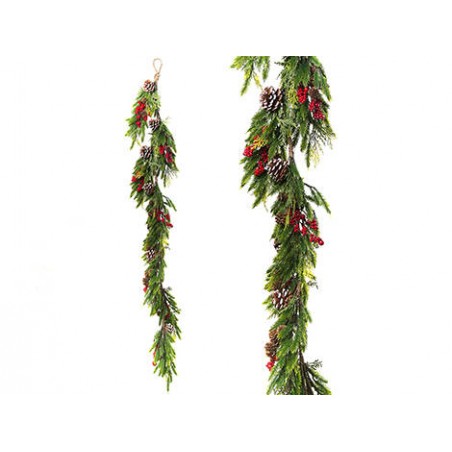 RAMO GHIRLANDA CON BACCHE E PIGNE 130cm