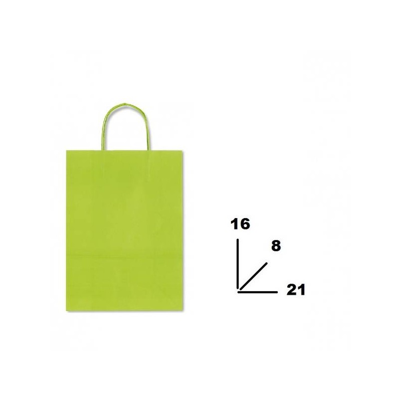BORSA CARTA COLOR MIS.16+8x21cm VERDE LIMONE 764