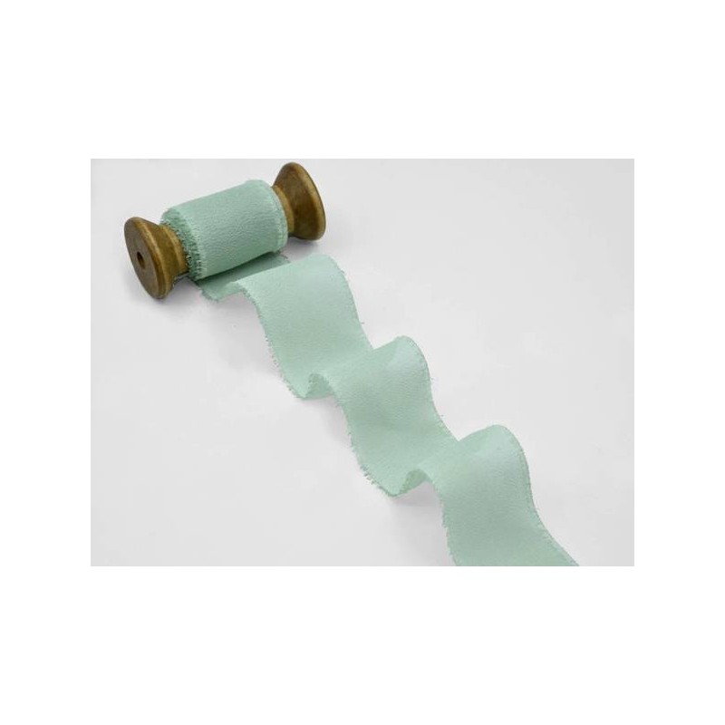 NASTRO CRÊPE mm40x25mt EFFETTO SETA SFRANGIATO VERDE MARE