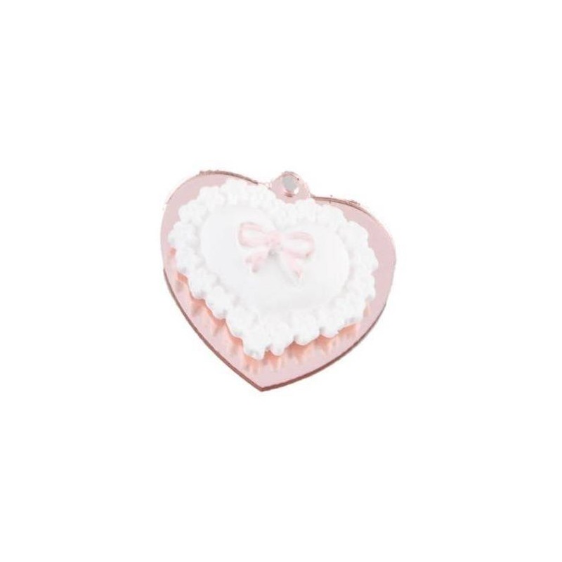 MAGNETE PLEXI FORMA CUORE IN GESSO H.3cm ROSA 12pz