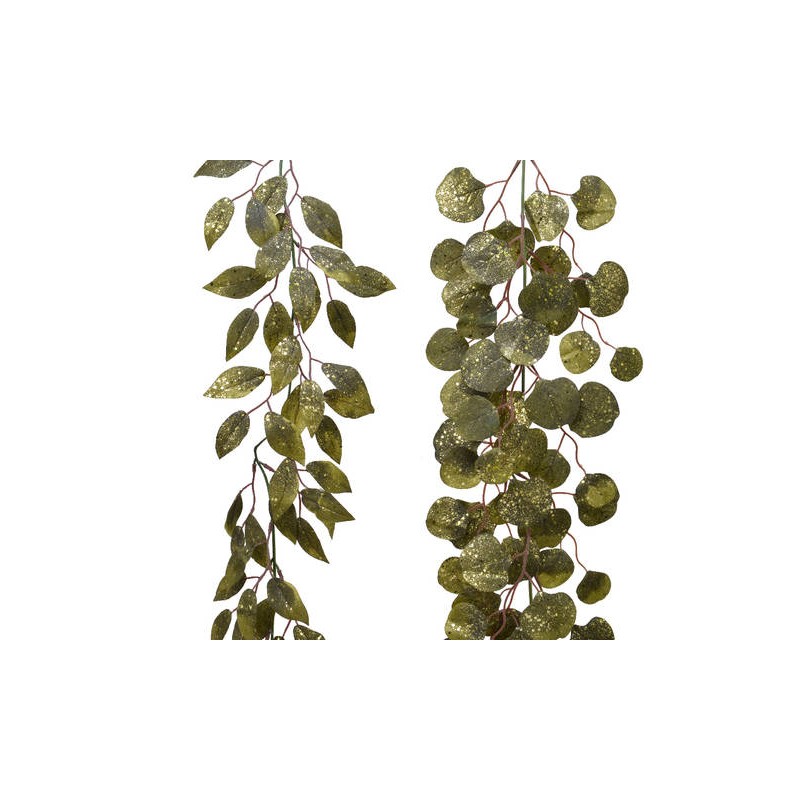 GHIRLANDA VERDE MUSCHIO IN PLASTICA C/GLITTER 2ass H.150cm 1pz