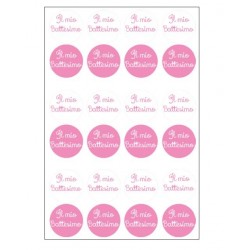 ETICHETTE ADESIVE CHIUDIBUSTA BATTESIMO ROSA ø3cm 240pz