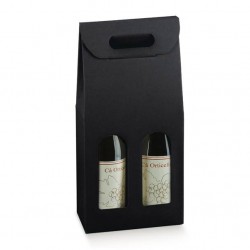 SCATOLA 2 BOTTIGLIE 18x9x38,5 KRAFT NERO