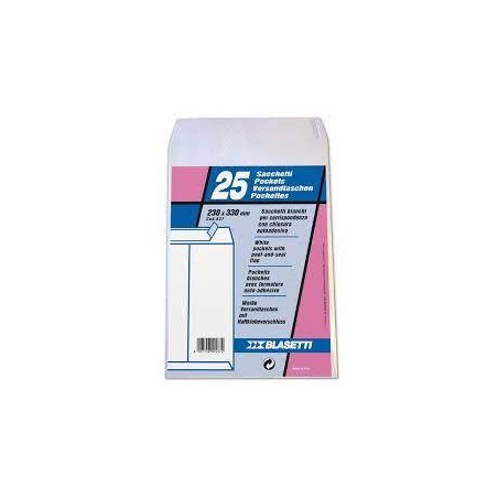 BUSTE DA LETTERA 23x33cm BIANCHE C/STRIP 25pz BLASETTI