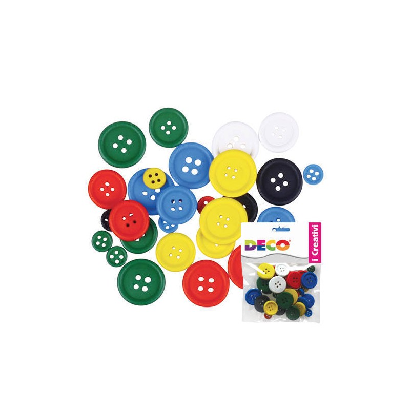 BOTTONI IN LEGNO ASS.TI 30pz COLOR
