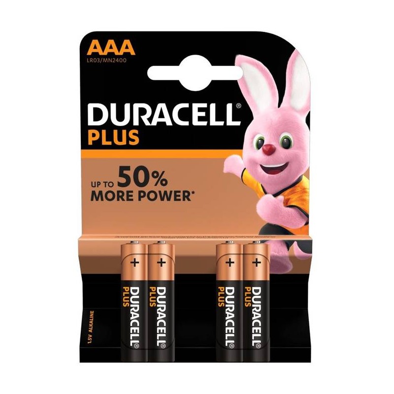 BATTERIE DURACELL PLUS 100 AAA STILO 4pz
