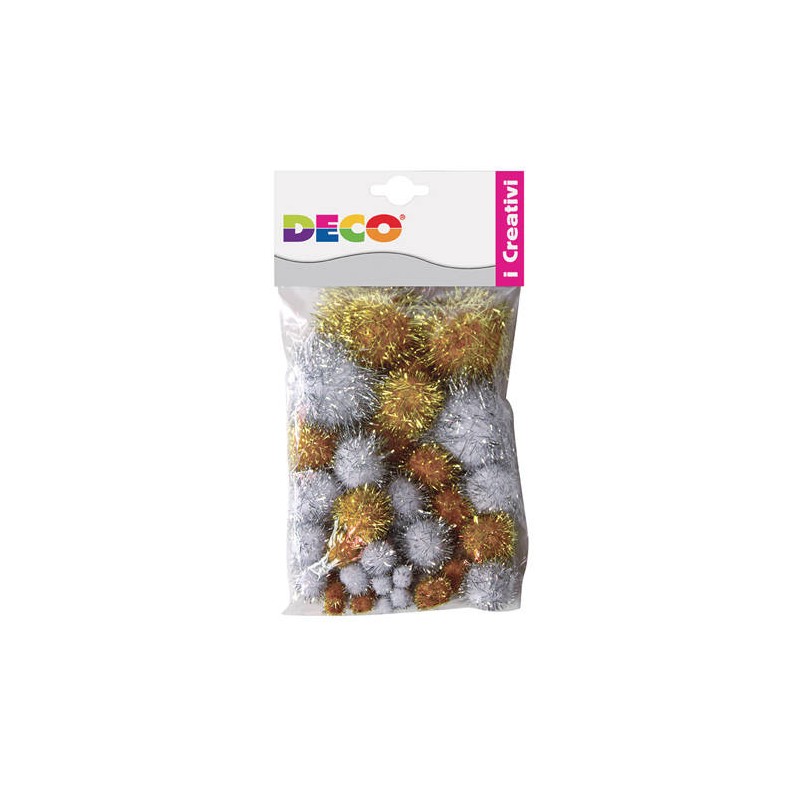 POMPONS LAME' BUSTA 40pz ORO /ARGENTO