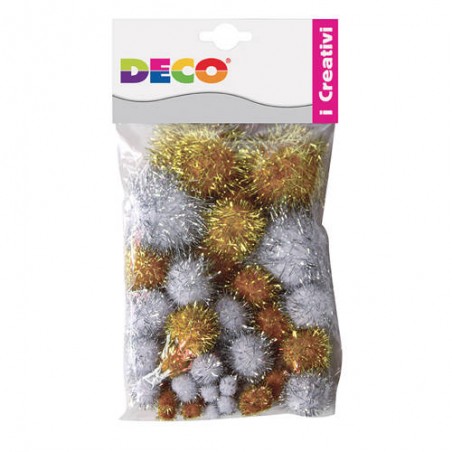 POMPONS LAME' BUSTA 40pz ORO /ARGENTO