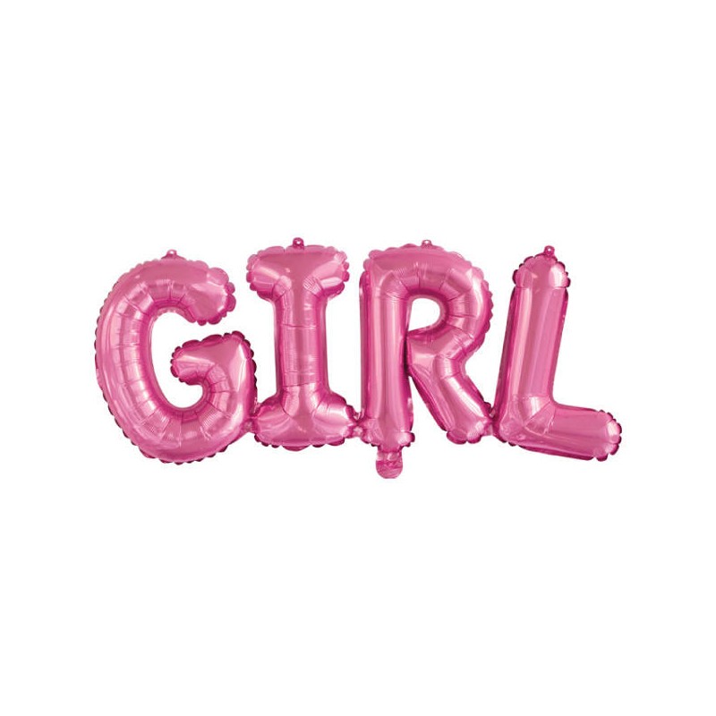 PALLONCINO MYLAR SCRITTA AD ARIA GIRL ROSA H.83cm