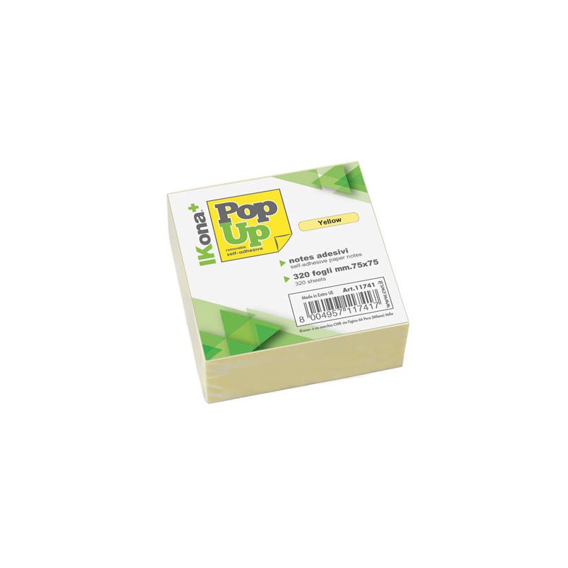 POP-UP NOTES 75x75mm CUBO 320fg GIALLI