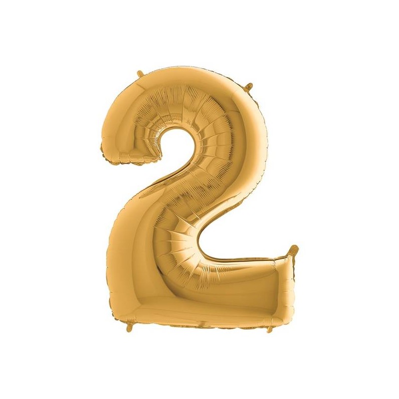 PALLONE NUMERO 2 MYLAR 102cm 40 ORO