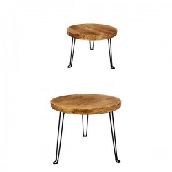 TAVOLINO TONDO LEGNO C/PIEDI FERRO NERO ø45cm H.36