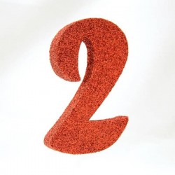 NUMERO POLISTIROLO GLITTER mm120x90 2 ROSSO