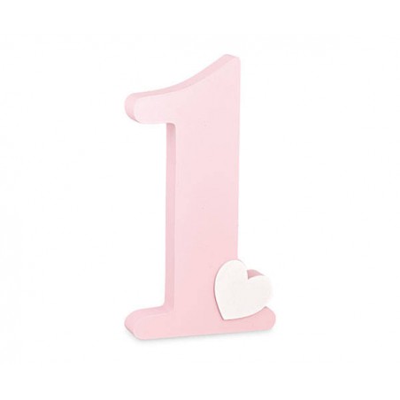 NUMERO 1 LEGNO 16,5x3,5x30cm ROSA