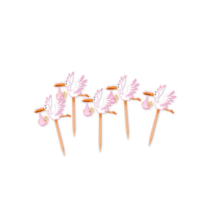 PICKS SAGOMATI CICOGNA ROSA 25pz