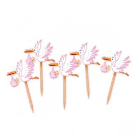 PICKS SAGOMATI CICOGNA ROSA 25pz