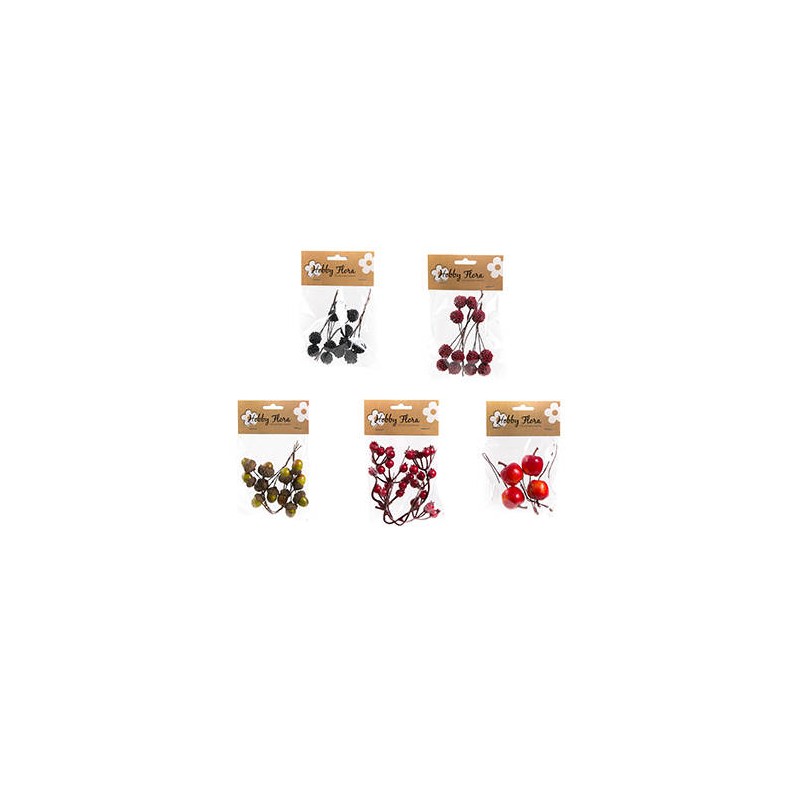 DECORAZIONI FRUTTA MISTA 3cm ASSORTITE IN BUSTA 5 ASS.