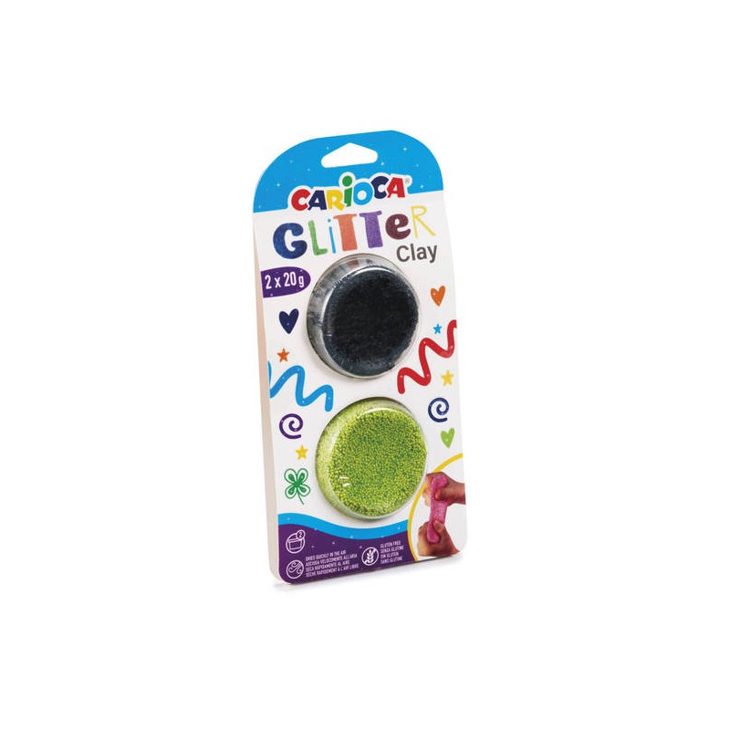 CARIOCA GLITTER CLAY 20gr 2pz VERDE / NERO