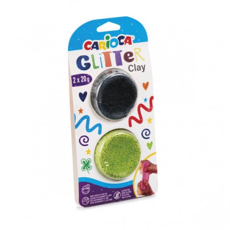 CARIOCA GLITTER CLAY 20gr 2pz VERDE / NERO