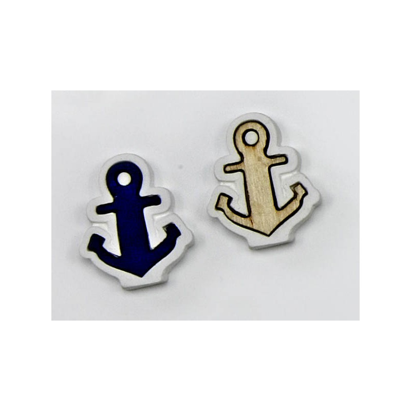 DECORAZIONE ANCORA BLU GESSO E LEGNO 12pz