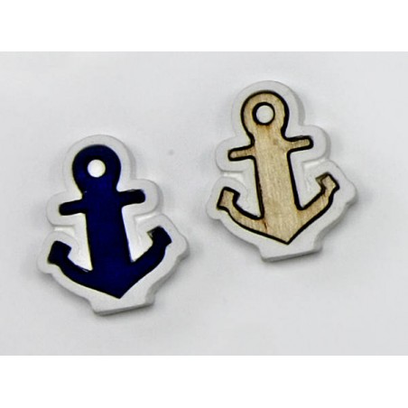 DECORAZIONE ANCORA BLU GESSO E LEGNO 12pz