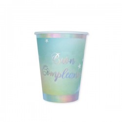 BICCHIERI 200cc BUON COMPLEANNO SOFT RAINBOW 8pz